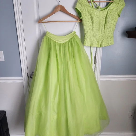 Dresses | Lime Green 2 Piece Prom Dress | Poshmark